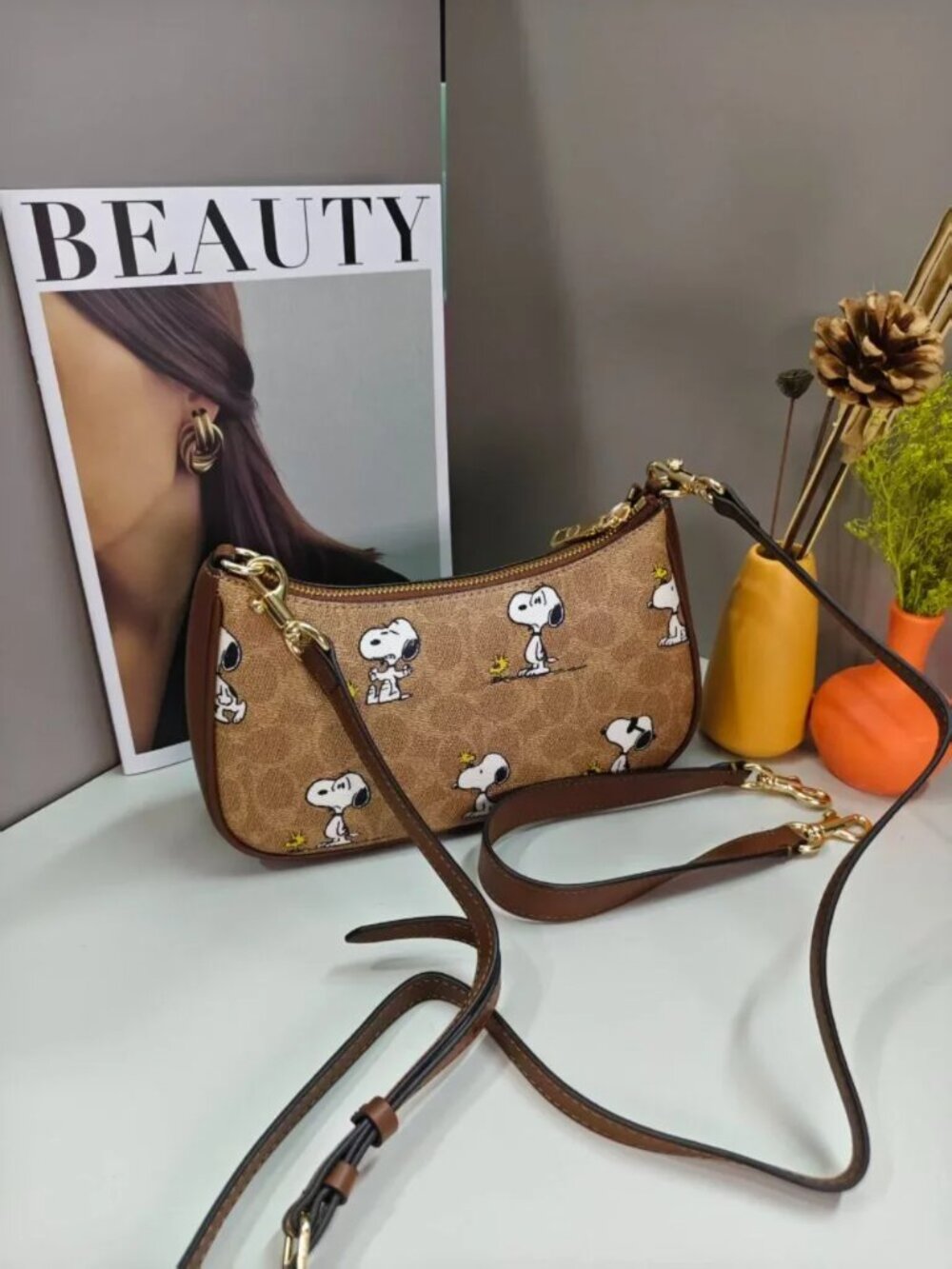 Coach x Snoopy Peanuts Limited Edition Signature Canvas Teri Shoulder Bag